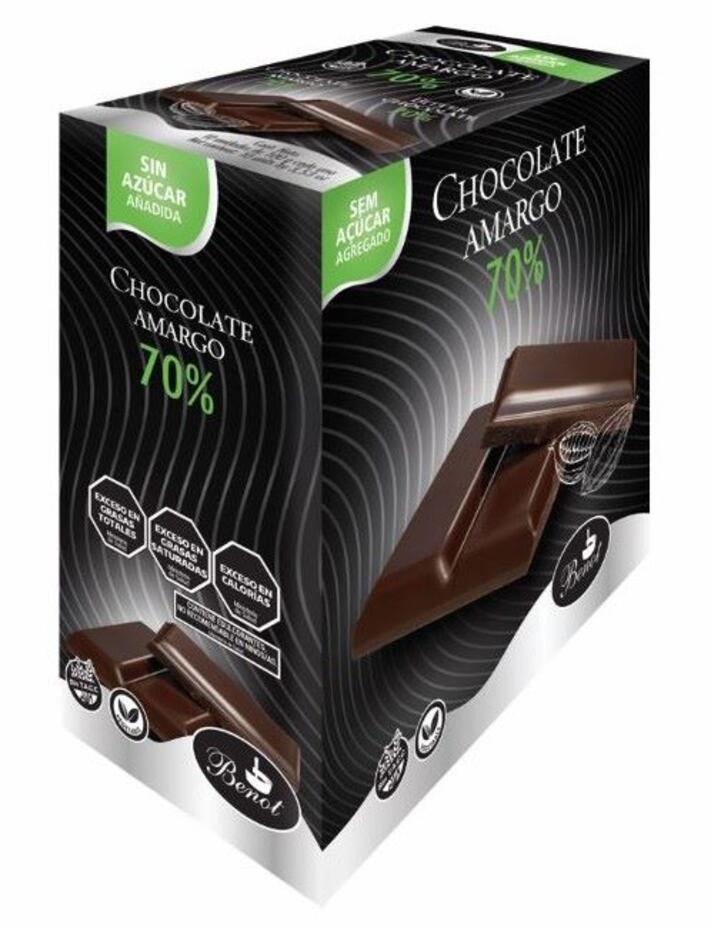 Barra de Chocolate Familiar Amargo 70%  10 unid x 100 gr = Benot