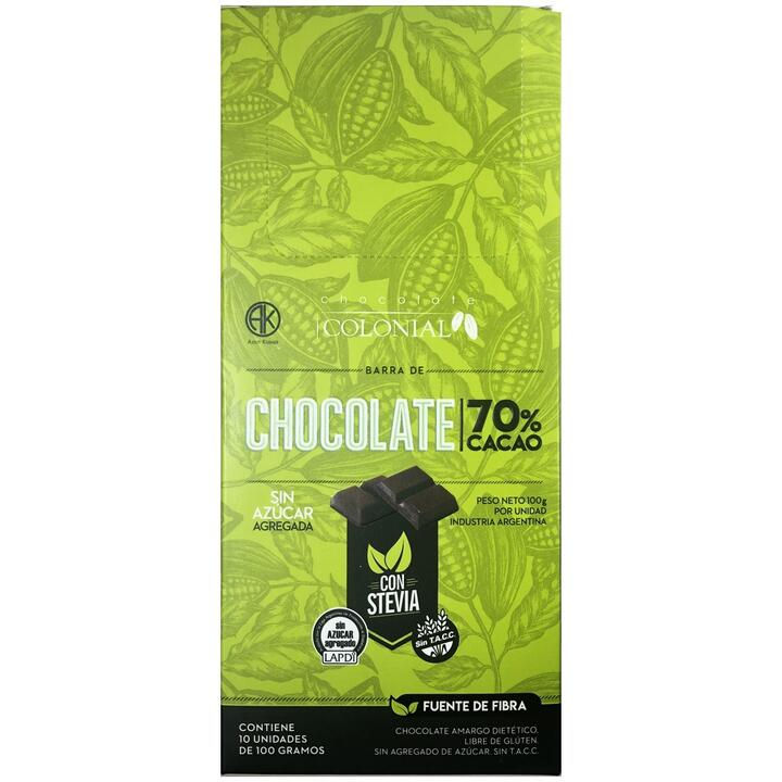 Barra de Chocolate Negro Con Stevia x 100 gr El Colonial