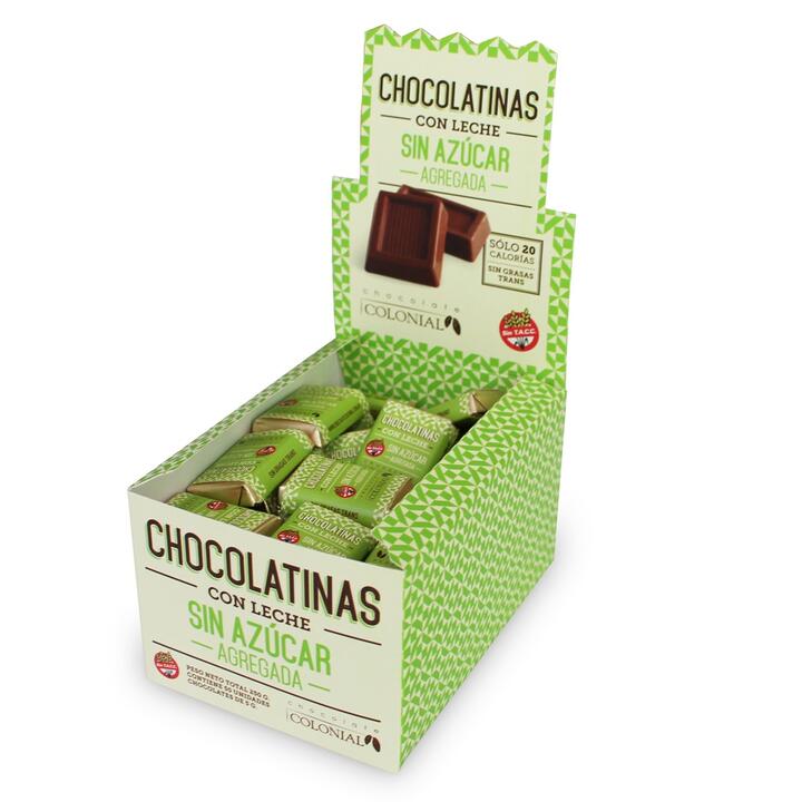 Chocolatinas - Chocolate Con Leche Sin Azúcar x 5 gr El Colonial