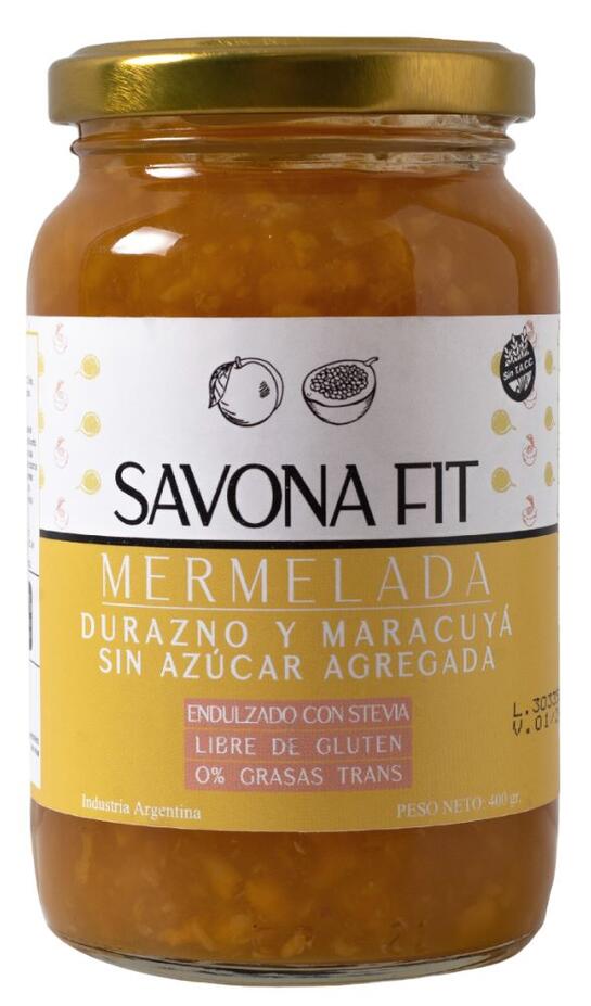 Mermelada de Durazno Maracuyá sin Azúcar con Stevia x 400 gr = Savona