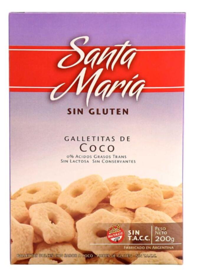Galletitas Dulces sabor Coco x 200 gr = Santa Maria
