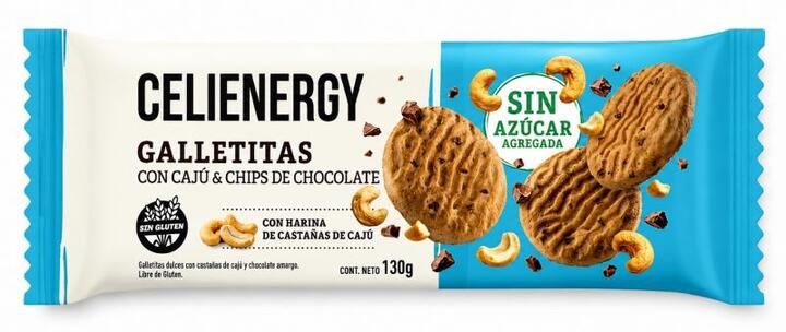 Galletitas Sin Azúcar de Caju y Chip Choco x 130 gr = Celienergy