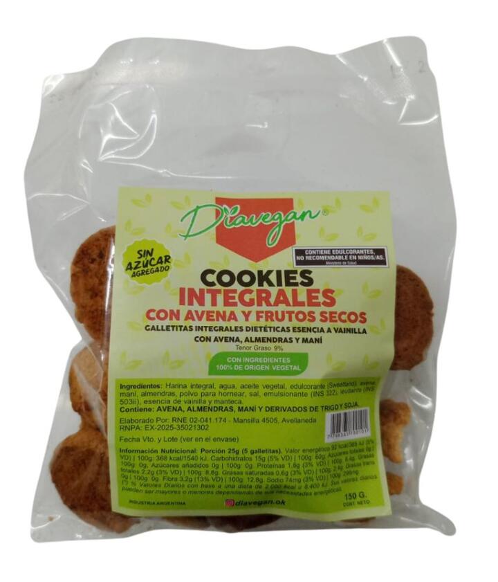 Galletitas Frutos Secos Sin Azúcar x 150 gr Diavegan