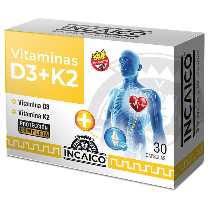 Vitamina D3 + K2 x 30 caps - Incaico