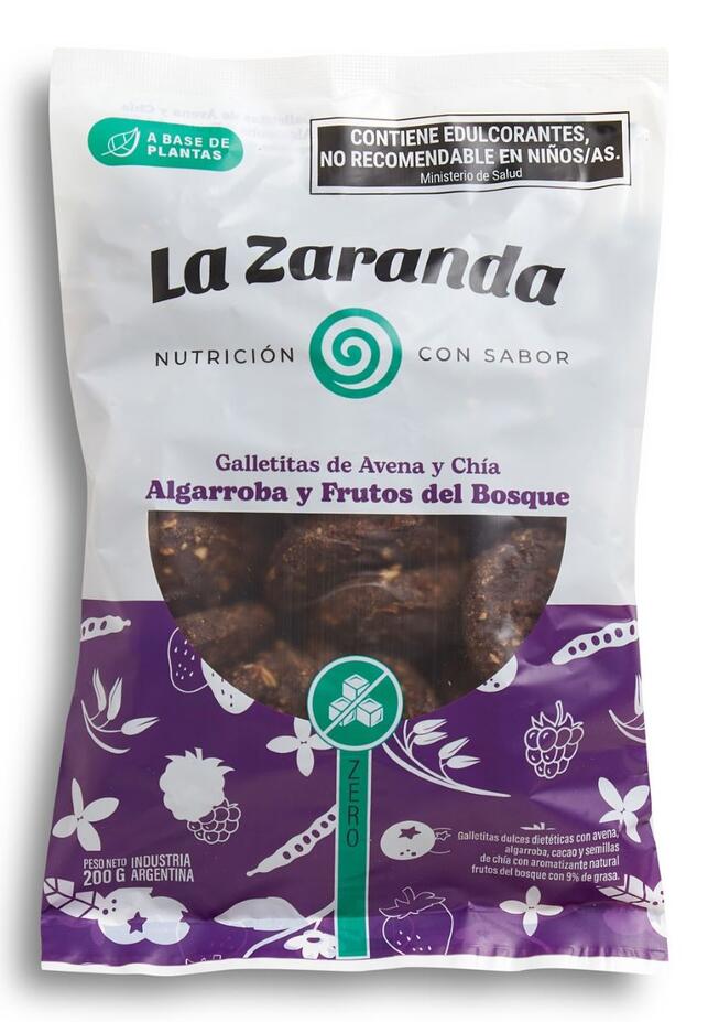 Galletitas con Algarroba y Frutos del Bosque s/azúcar x 200 gr - La Zaranda