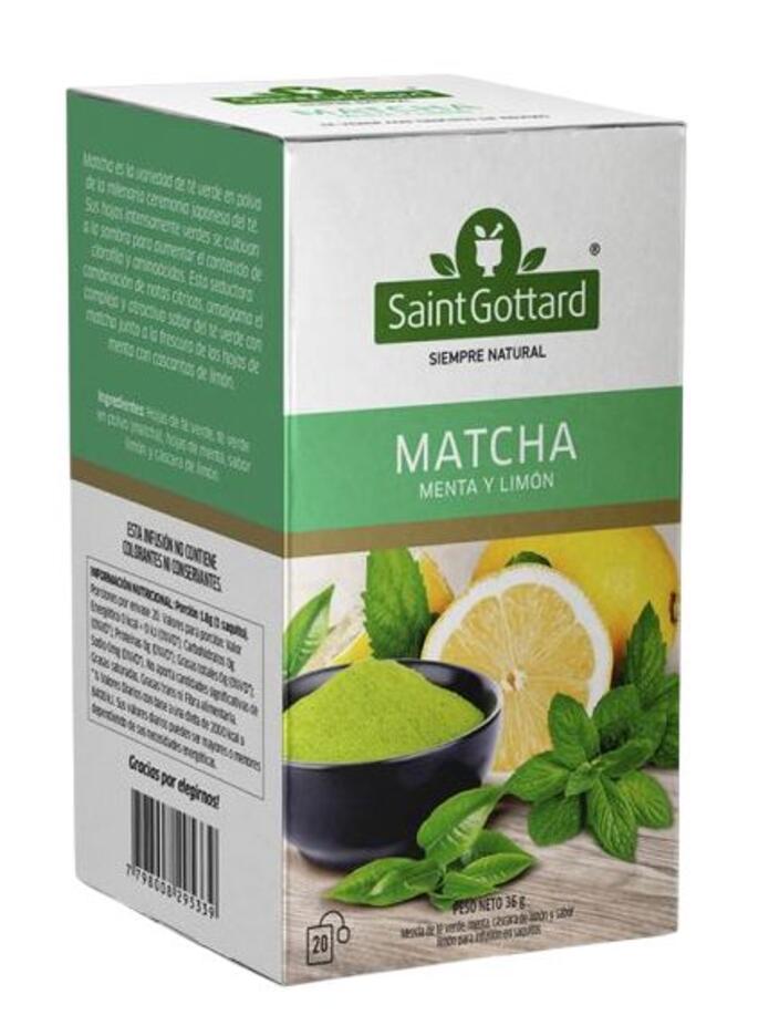 Te Matcha, Menta y Limón x 2 saq SaintGottard