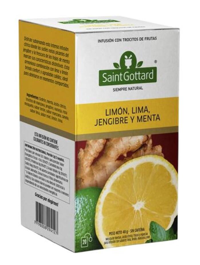 Te Limón, Lima, Jengibre y Menta x 20 saq SaintGottard