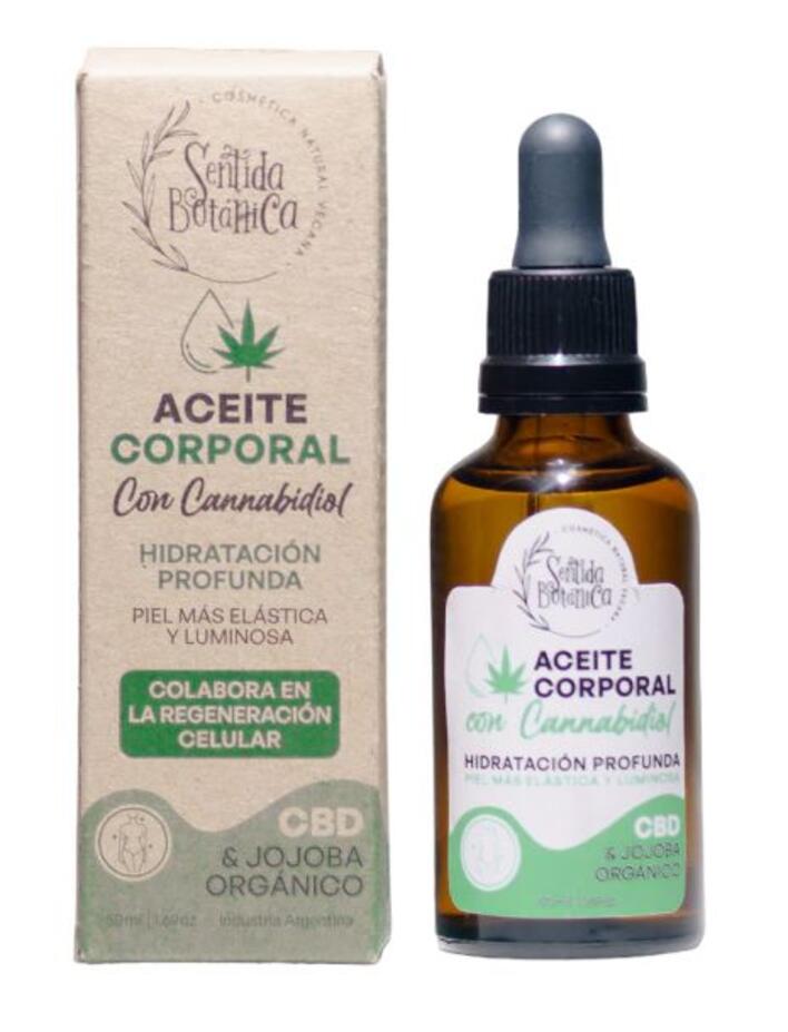 Aceite Corporal con CBD y Aceite Orgánico Jojoba x 50 ml  Sentida Botanica
