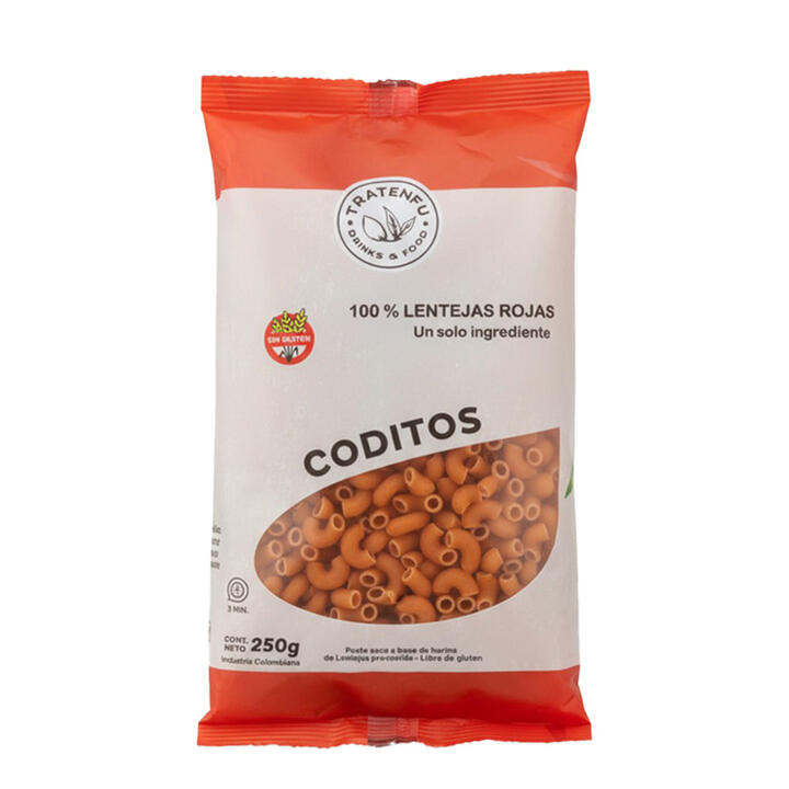 Fideos Coditos Lentejas Rojas x 250 gr - Tratenfú