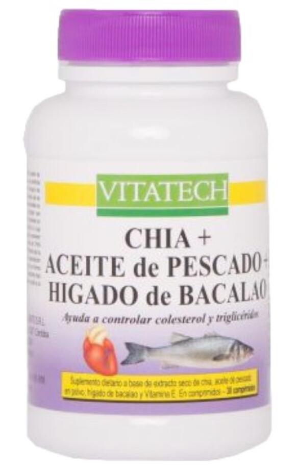 Aceite de pescado + Chia + Bacalao x 30 comp = Vitatech