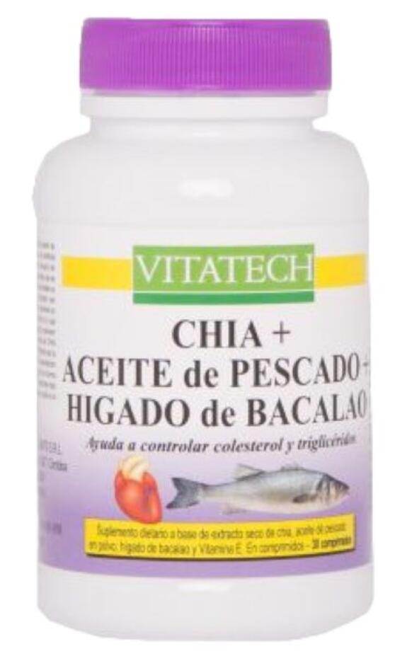 Aceite de pescado + Chia + Bacalao x 60 comp = Vitatech