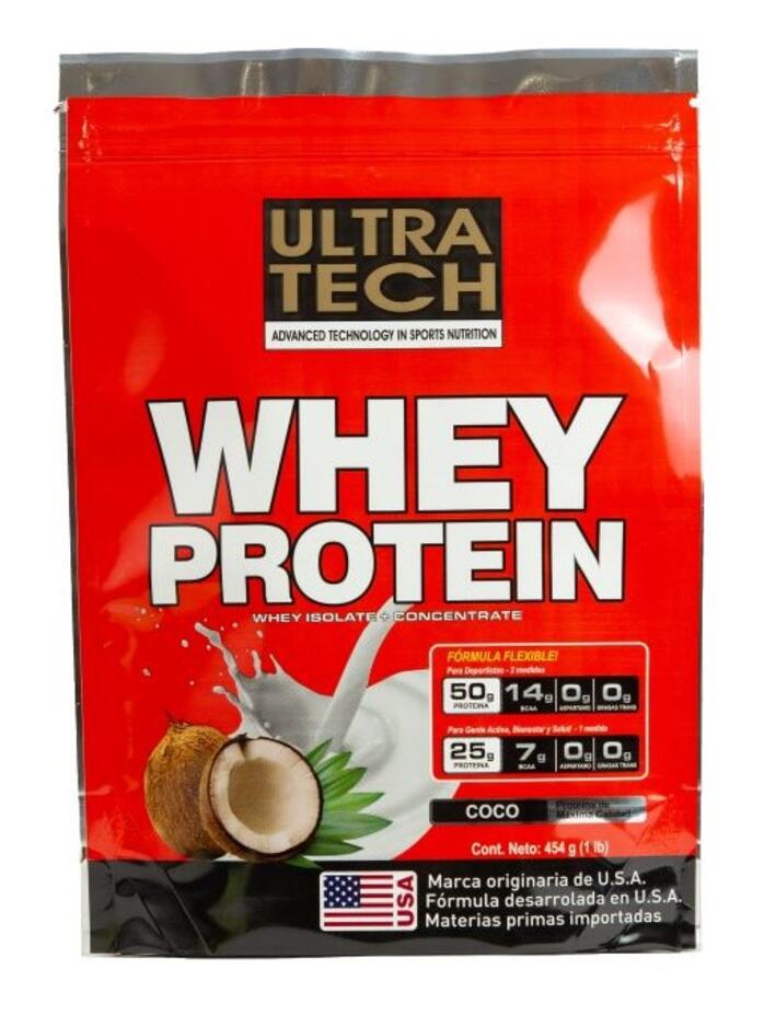 Whey Protein 454 g ( 1 libra) Coco = Ultra Tech